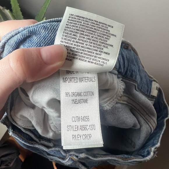 Agolde Riley Crop Button Fly High Rise Slim Straight Distressed Jeans Size 28 - Picture 4 of 4